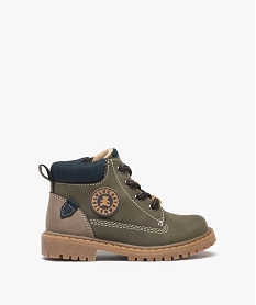 GEMO Boots bébé garçon mid-cut lisses à lacets et à zip - LuluCastagnette kaki standard