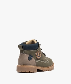 boots bebe garcon mid-cut lisses a lacets et a zip - lulucastagnette vert bottes et chaussures montantesD940901_4