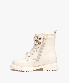boots fille unies a lacets irises et col chaussette - lulu castagnette beige bottes et chaussures montantesD941001_3