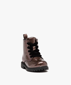 boots pailletes avec lacets velours et semelle crantee bebe fille brun bottes et chaussures montantesD941501_2