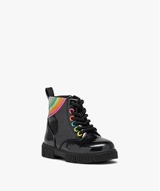 boots bebe fille a paillettes avec detail arc-en-ciel noir bottes et chaussures montantesD941701_2
