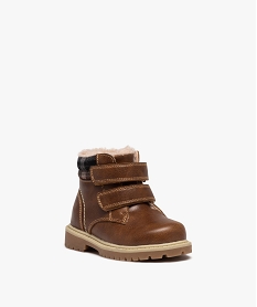 boots bebe garcon avec doublure chaude et fermeture scratch brun bottes et chaussures montantesD942001_2