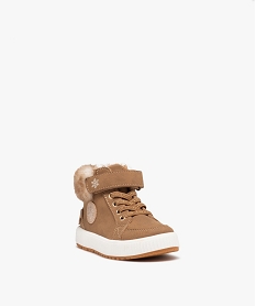 baskets fille mid-cut unies a col fourre beige bottes et chaussures montantesD942101_2