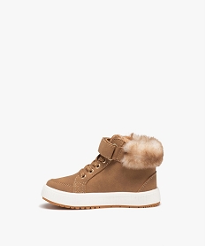 baskets fille mid-cut unies a col fourre beige bottes et chaussures montantesD942101_3