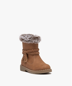 boots bebe fille fourrees dessus uni a brides fantaisies orange bottes et chaussures montantesD942401_2