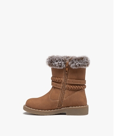 boots bebe fille fourrees dessus uni a brides fantaisies orange bottes et chaussures montantesD942401_3