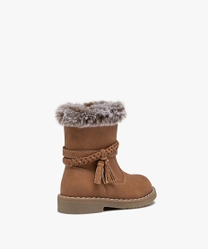 boots bebe fille fourrees dessus uni a brides fantaisies orange bottes et chaussures montantesD942401_4