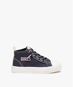 GEMO Baskets fille montantes déperlantes pailletée à lacets élastiques Bleu