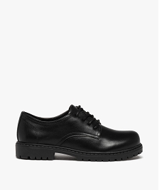 GEMO Derbies garçon unis à semelle crantée fermeture lacets noir vif