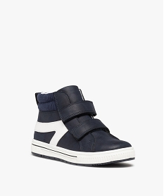 baskets garcon mid-cut bicolores detail velours cotele bleu basketsD947201_2