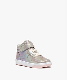 baskets mid-cut fille avec dessus irise et fermeture scratch gris basketsD947401_2