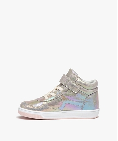 baskets mid-cut fille avec dessus irise et fermeture scratch gris basketsD947401_3
