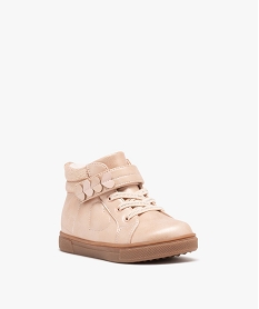 baskets fille mid-cut unies a col paillete et details en coeur rose basketsD947501_2