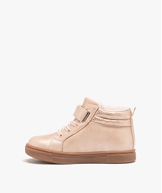 baskets fille mid-cut unies a col paillete et details en coeur rose basketsD947501_3