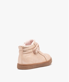 baskets fille mid-cut unies a col paillete et details en coeur rose basketsD947501_4