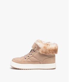 baskets fille mid-cut unies avec col fourre beige basketsD947901_3