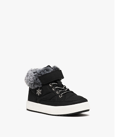 baskets fille mid-cut unies avec col fourre noir standard basketsD948001_2
