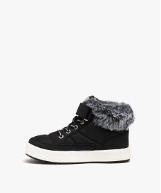 baskets fille mid-cut unies avec col fourre noir standard basketsD948001_3