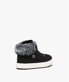 baskets fille mid-cut unies avec col fourre noir standard basketsD948001_4