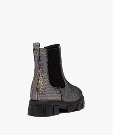 boots fille style chelsea a semelle crantee avec strass noir fille