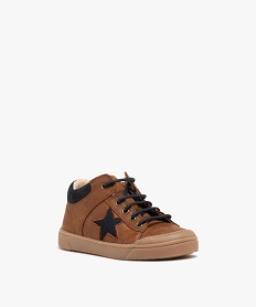 boots garcon bicolores dessus en cuir a lacets et a zip marron standardD950201_2