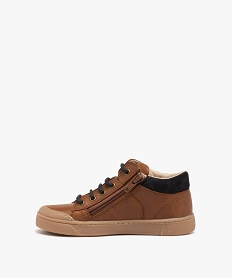 boots garcon bicolores dessus en cuir a lacets et a zip marron standardD950201_3