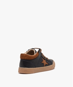 boots garcon bicolores dessus en cuir a lacets et a zip bleuD950301_4