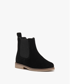 boots fille unies style chelsea en suedine noirD950501_2