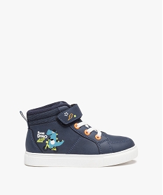 GEMO Baskets montantes garçon à scratch avec col rembourré bleu standard