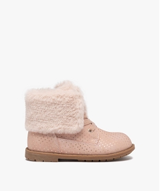 GEMO Boots fille unies à col retourné en peluche avec motif étoilé Rose