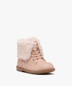 boots fille unies a col retourne en peluche avec motif etoile rose standard bottes et bootsD952301_2