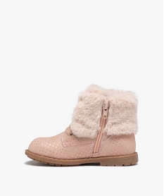 boots fille unies a col retourne en peluche avec motif etoile rose standard bottes et bootsD952301_3