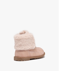 boots fille unies a col retourne en peluche avec motif etoile rose standard bottes et bootsD952301_4