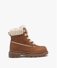 boots fille unies avec col en maille chaussette et interieur fourre orangeD952701_1