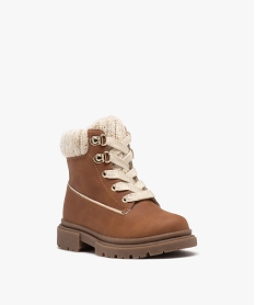 boots fille unies avec col en maille chaussette et interieur fourre orangeD952701_2