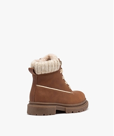 boots fille unies avec col en maille chaussette et interieur fourre orangeD952701_4