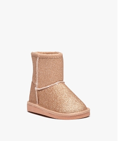 boots fille fourrees unies a paillettes roseD952801_2