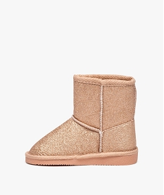 boots fille fourrees unies a paillettes roseD952801_3