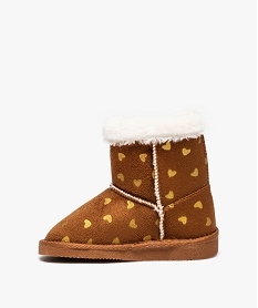 boots fille fourrees avec scratch a motif cours orangeD952901_3