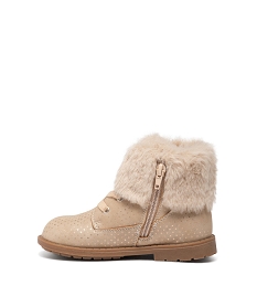 boots fille unies a col retourne en peluche avec motif etoile beigeD953001_3