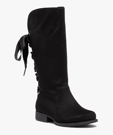 bottes en suedine a tige lacee fille noirD953201_2