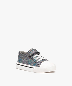 baskets fille en toile irisee avec semelle a lisere colore multicolore tennis en toileD953801_2