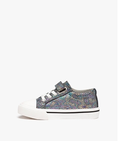 baskets fille en toile irisee avec semelle a lisere colore multicolore tennis en toileD953801_3