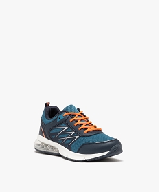 baskets garcon style running a semelle bulle dair et lacets colores bleuD954501_2