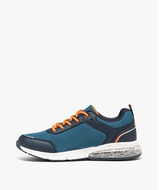 baskets garcon style running a semelle bulle dair et lacets colores bleuD954501_3