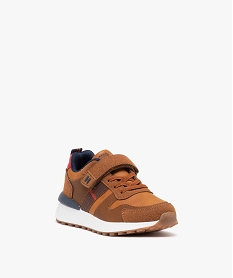 baskets garcon style jogger avec details en suedine et a scratch brun basketsD955401_2