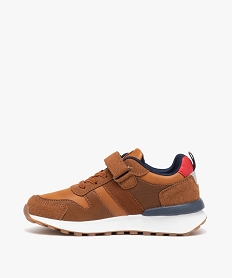 baskets garcon style jogger avec details en suedine et a scratch brun basketsD955401_3