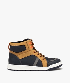 GEMO Baskets garçon mid-cut à lacets bicolores et à zip du 31 au 35 marron vif