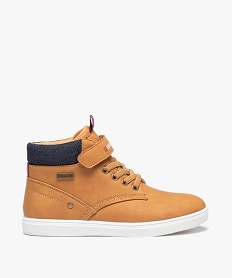 GEMO Boots garçon unies à scratch avec détail en denim - Redskins marron standard