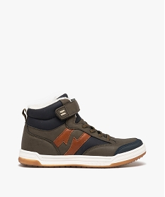 GEMO Baskets garçon mid-cut avec col fourré et à scratch - Hobiz kaki standard